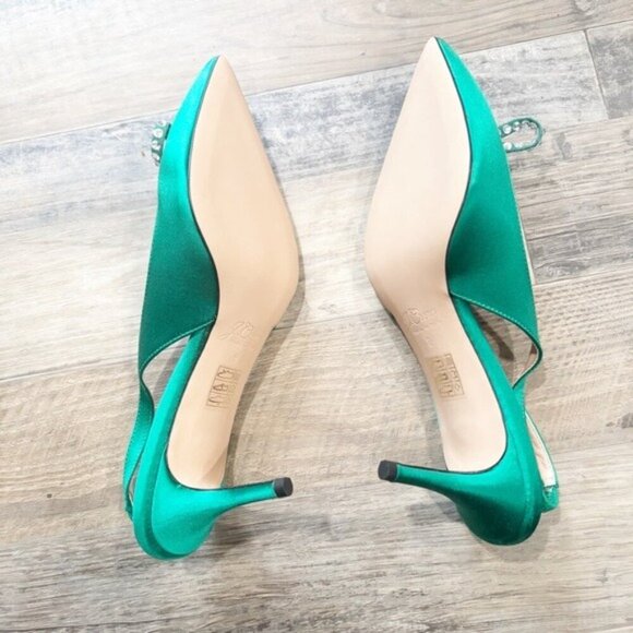 J.Crew Colette Slingback Pumps with Bow in Jungle Green - Size 8 - Picture 11 of 11